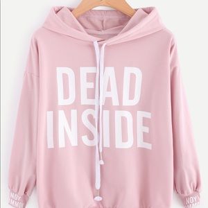 Dead inside hoodie pink